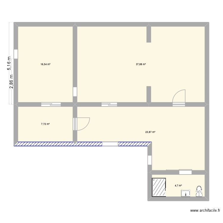 Annexe. Plan de 5 pièces et 91 m2