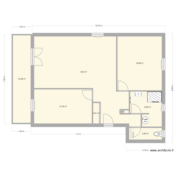 DEMIR. Plan de 8 pièces et 86 m2