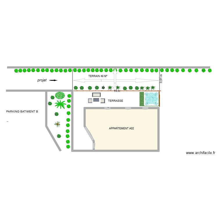 APPART. Plan de 1 pièce et 73 m2