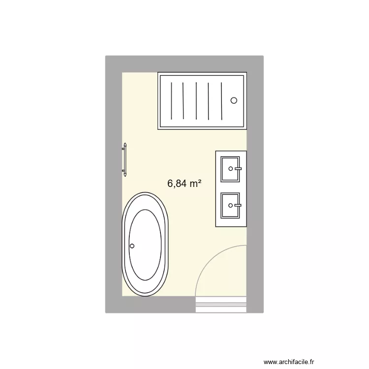 Salle de bain. Plan de 1 Pièce et 7 m² Salle de bain. Plan de 1 Pièce et 7 m²
