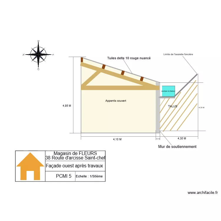 Plan Fa&ccedil;ade ouest 1. Plan de 