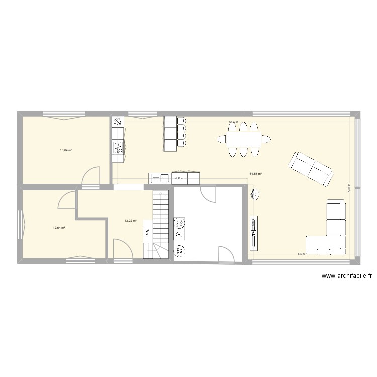 Projet RDC Ampere V2. Plan de 4 pièces et 106 m2