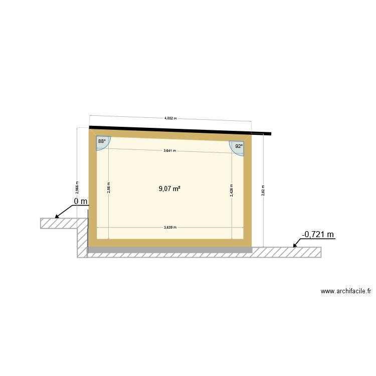 Plan decoupe studio J. Plan de 1 pièce et 9 m2