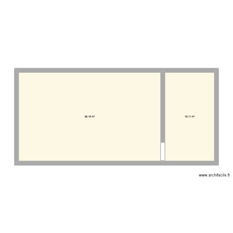 Etable renovation. Plan de 2 pièces et 62 m2