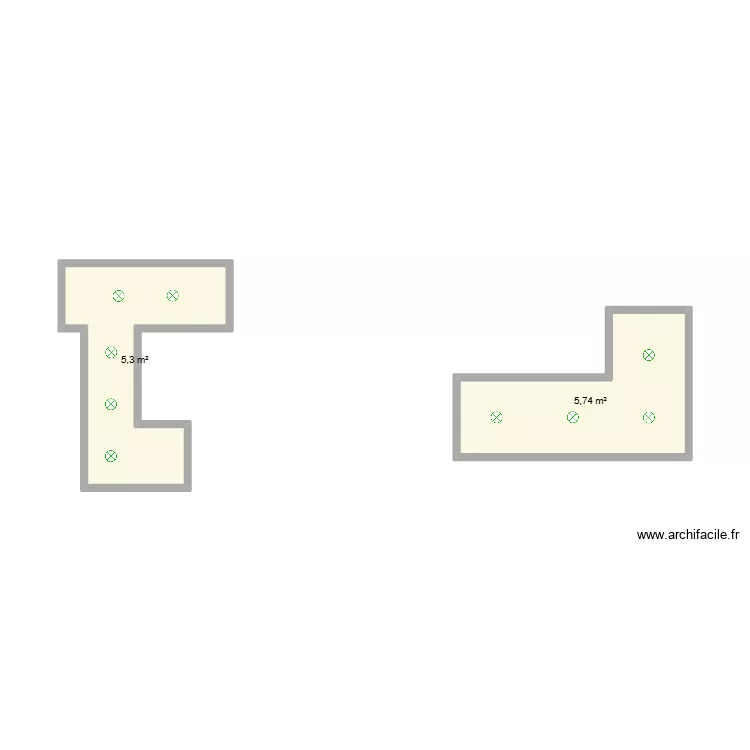 TQT. Plan de 2  et 11 m²