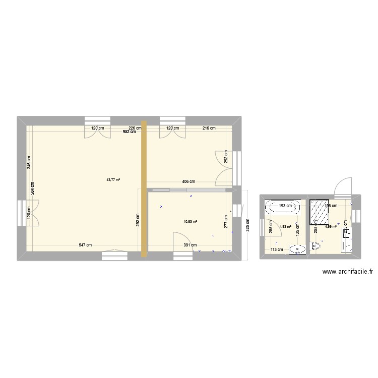 Forcalq. Plan de 4 pièces et 65 m2
