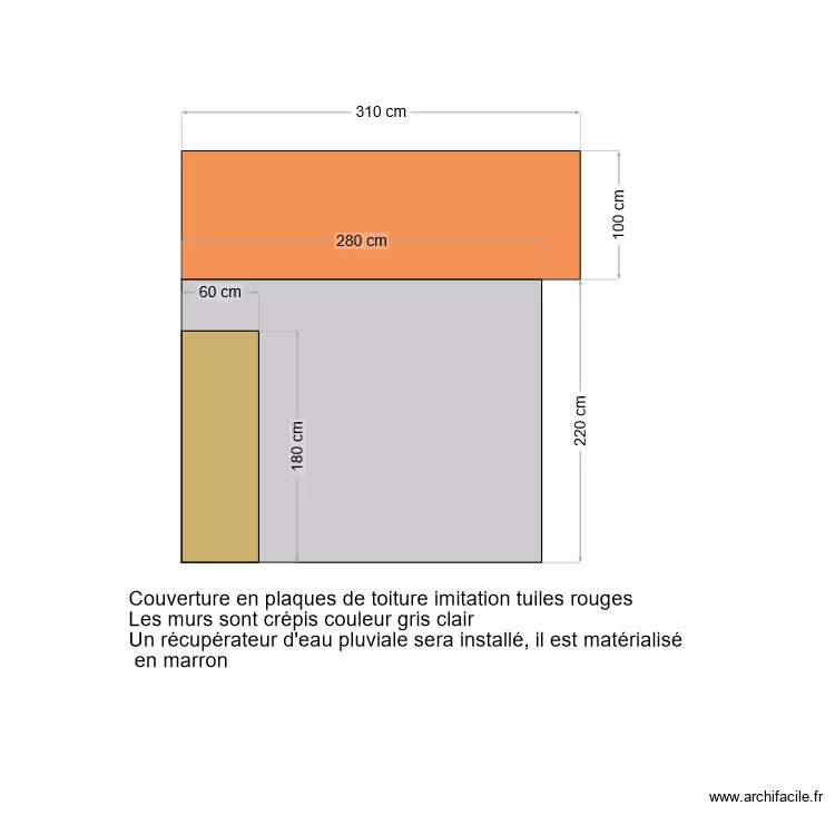 Plan de face abri de jardin (face nord). Plan de Plan de face abri de jardin (face nord). Plan de