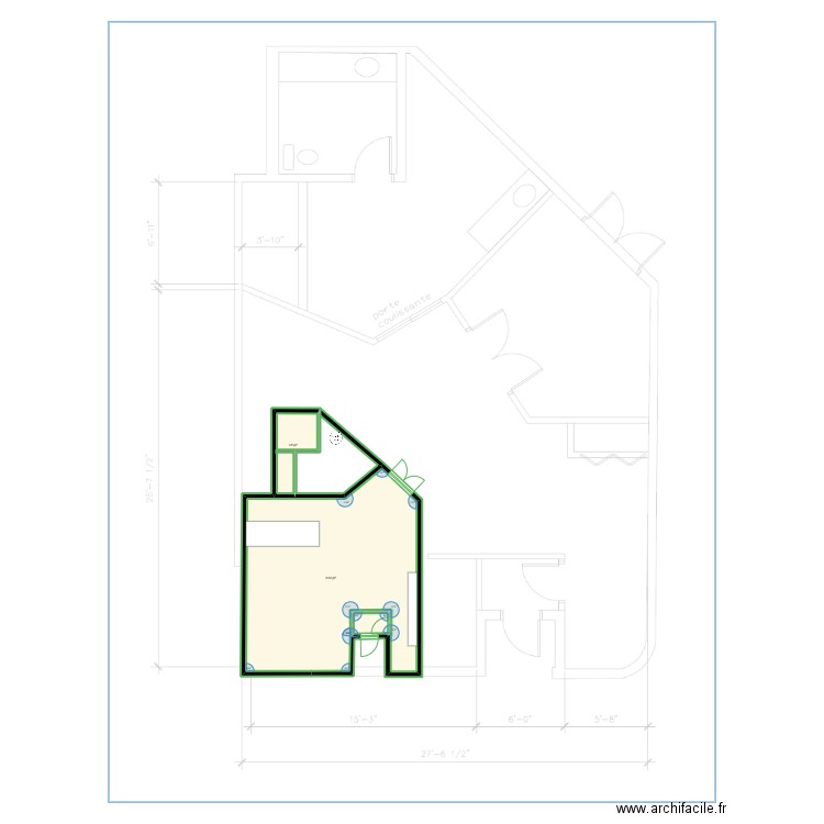LocalRacine. Plan de 2 pièces et 64 m2