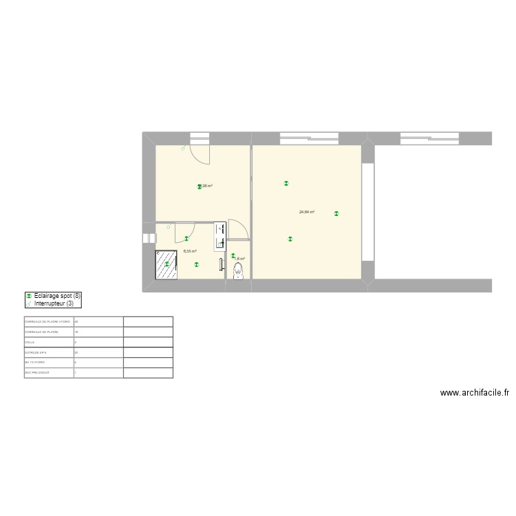 QUENTIN. Plan de 4 pièces et 46 m2