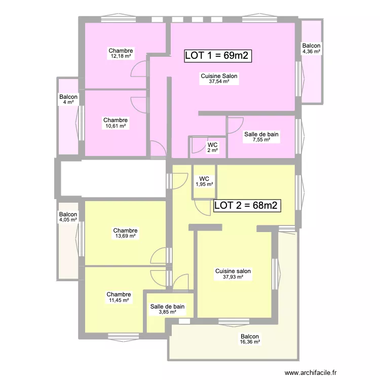 1er &eacute;tage ancien plan dossier financement. Plan de 17  et 177 m²