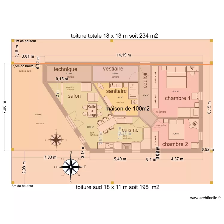 Maison sud toiture 07. Plan de Maison sud toiture 07. Plan de