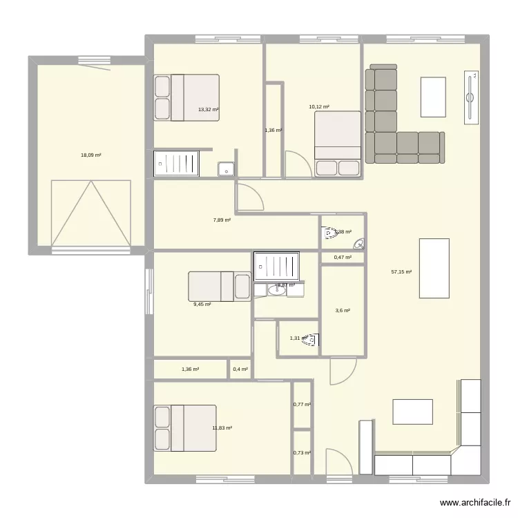 maison actuelle vraie mesure - extension. Plan de 17 Pièces et 143 m²