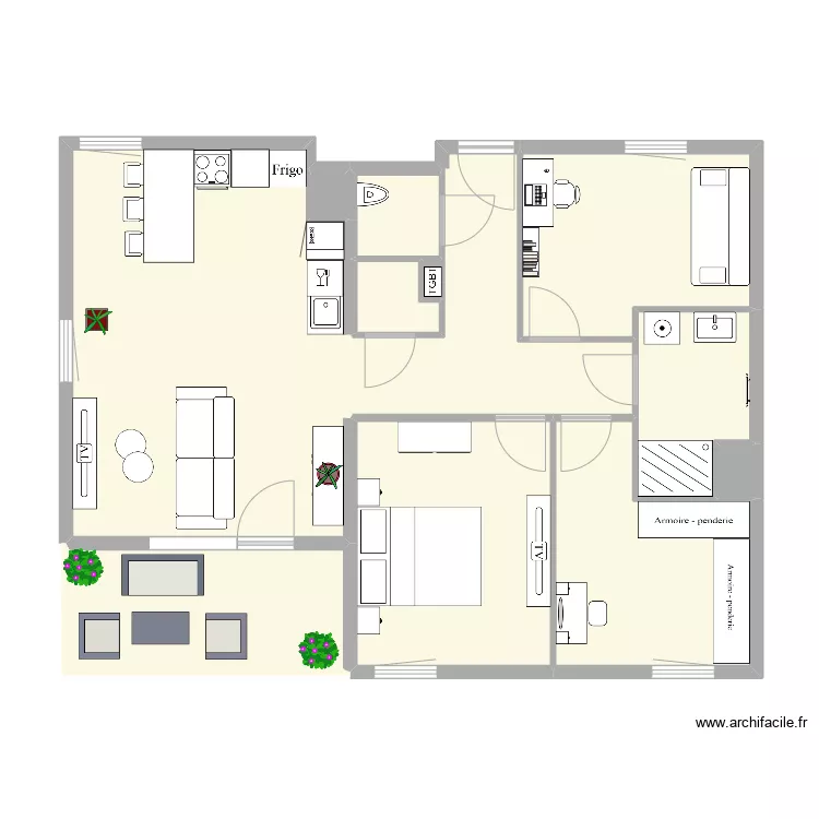 Appartement F4 lot 6 Le Clos des Vignes &agrave; H&eacute;singue. Plan de 