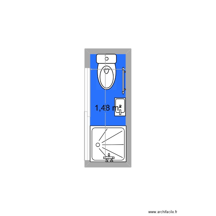 Salle d'eau. Plan de 1 pièce et 1 m2