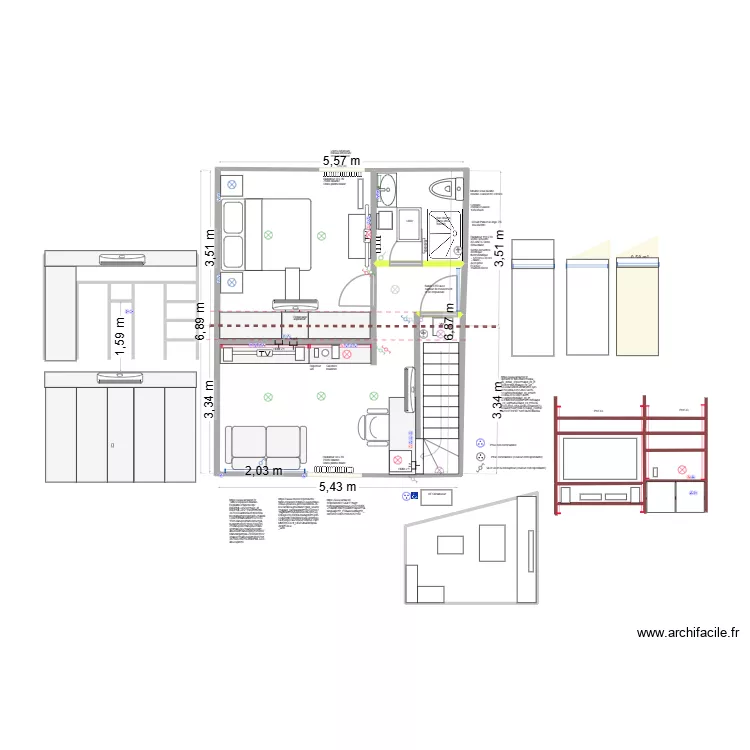 DEFINITIF chambre + salon. Plan de 10 Pièces et 46 m² DEFINITIF chambre + salon. Plan de 10 Pièces et 46 m²