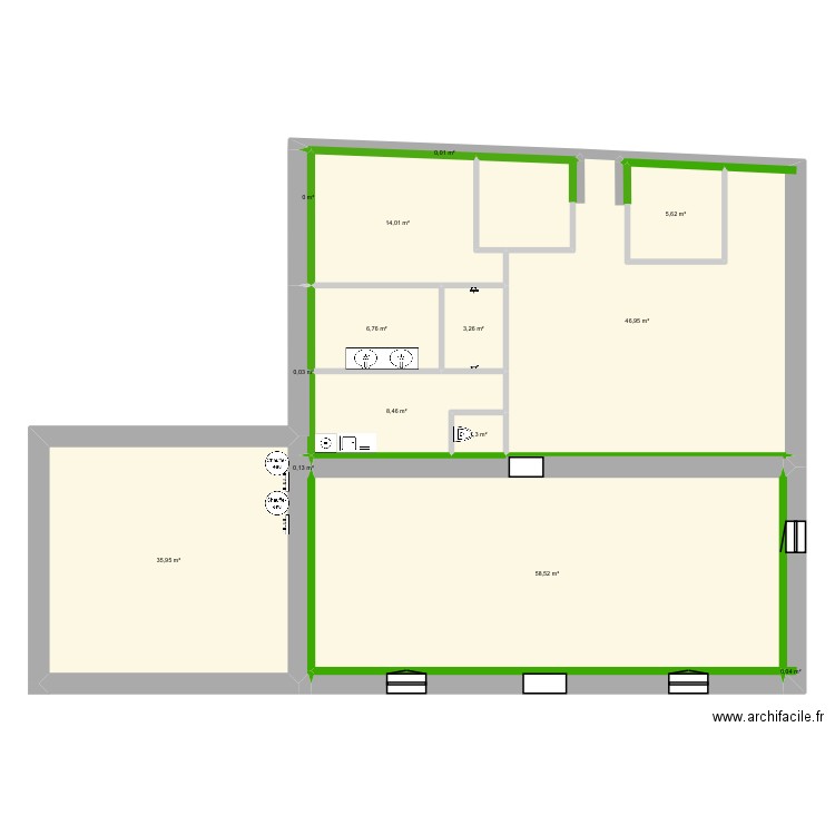 lévignac 2D. Plan de 14 pièces et 181 m2
