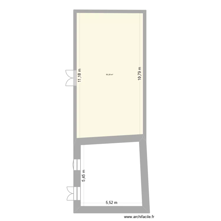MAISON. Plan de 1  et 65 m²