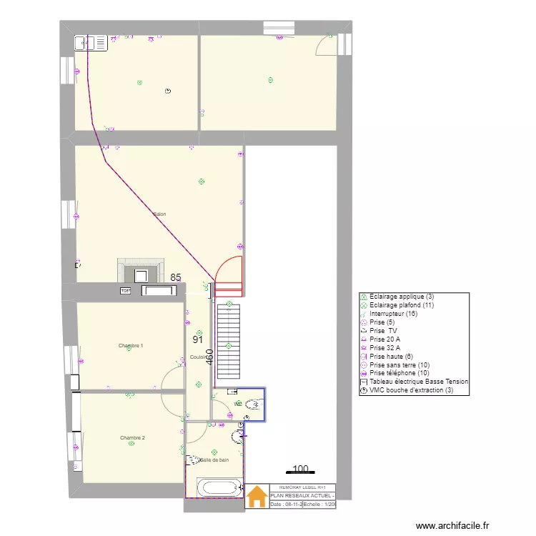 Remoray R+1 Reseaux. Plan de 