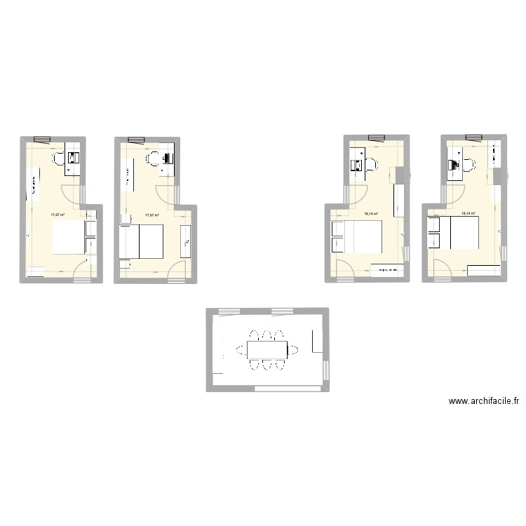 mat. Plan de 4 pièces et 72 m2