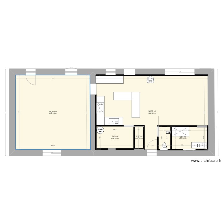 projet. Plan de 5 pièces et 104 m2