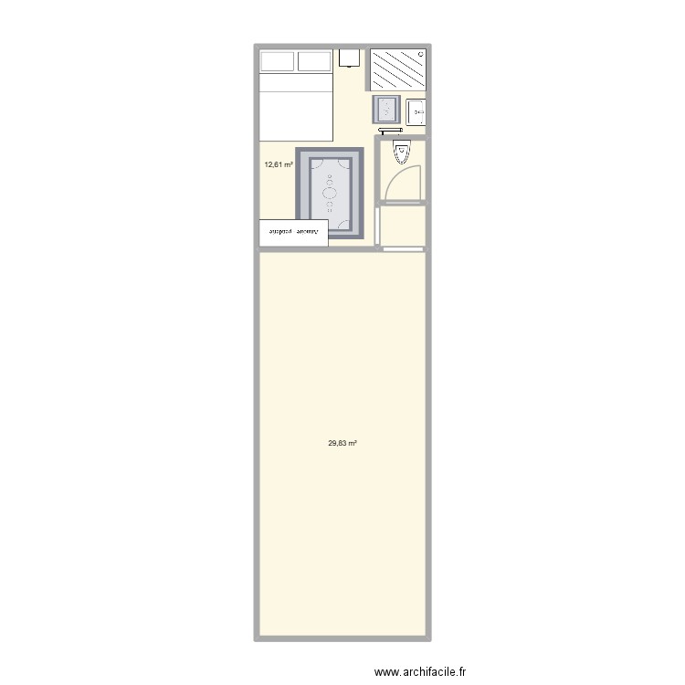 Appartement 1 Rénovée. Plan de 4 pièces et 45 m2