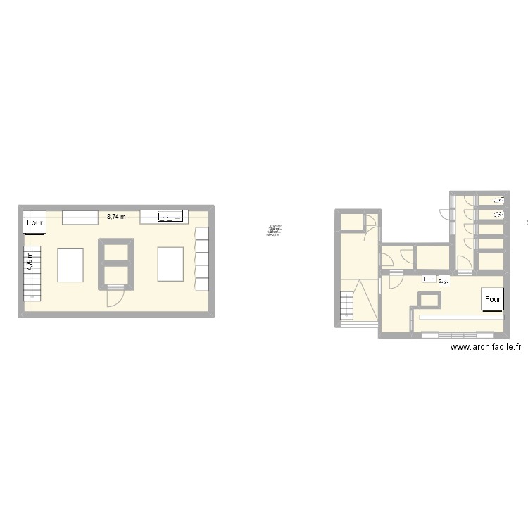 magasin. Plan de 15 pièces et 78 m2
