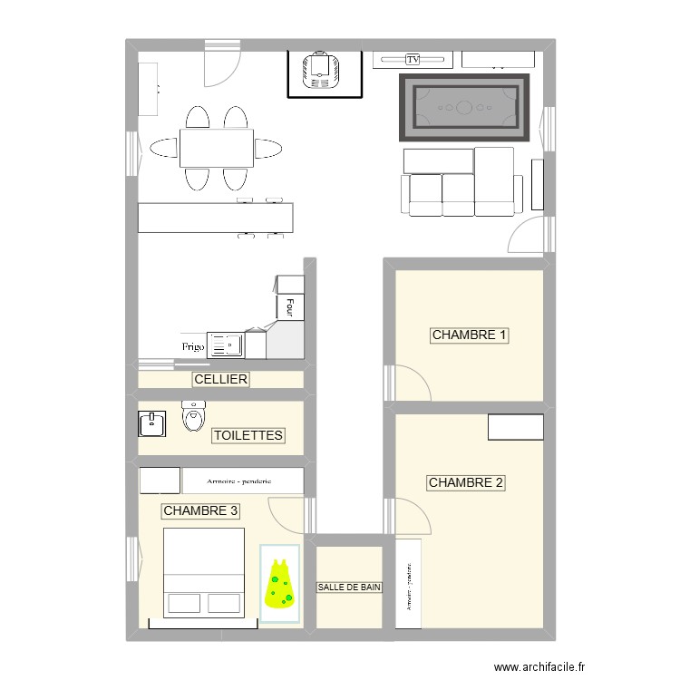 MAISON. Plan de 6 pièces et 48 m2