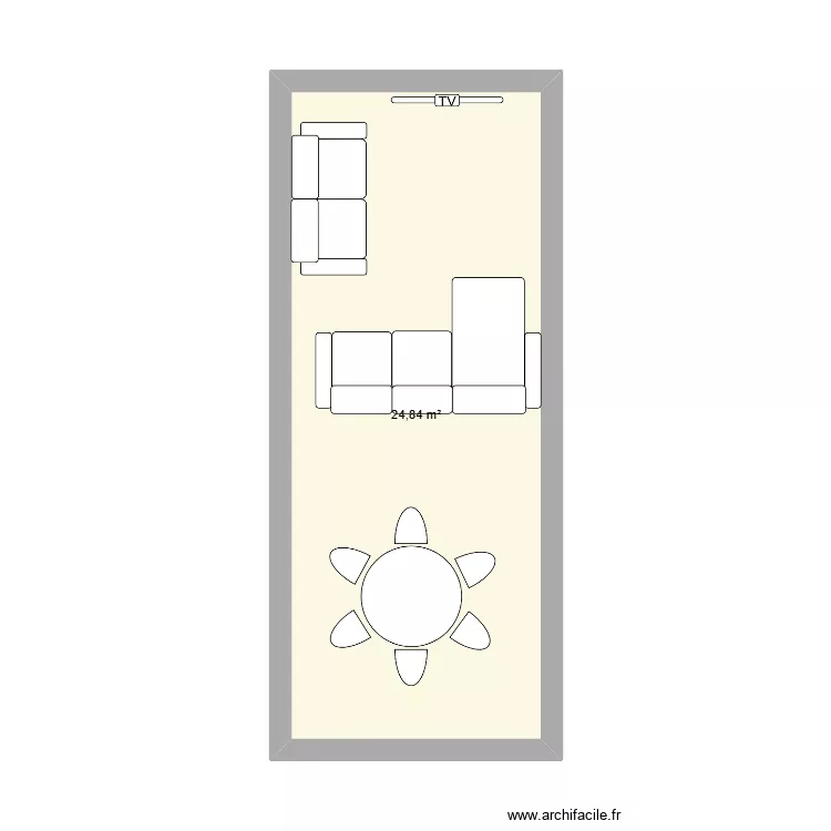 Salon version 3. Plan de 1 pièce et 25 m² Salon version 3. Plan de 1 pièce et 25 m²