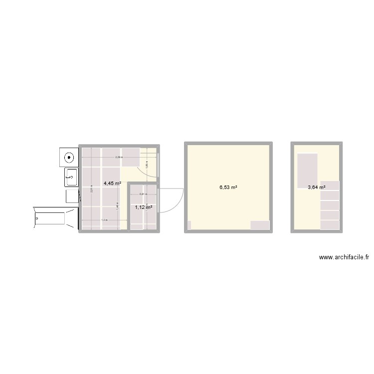 Projet_A_WC. Plan de 4 pièces et 16 m2