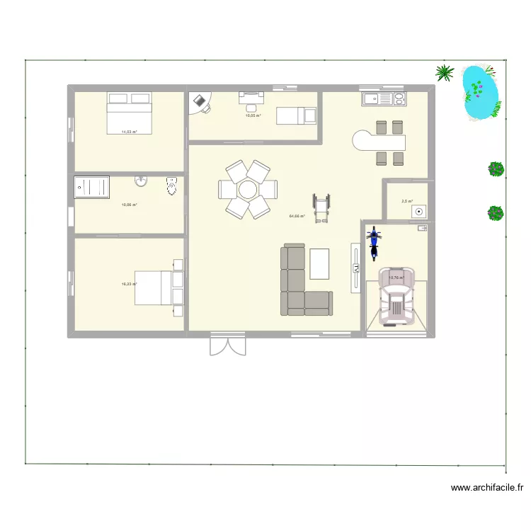 maison pmr. Plan de 7  et 128 m²