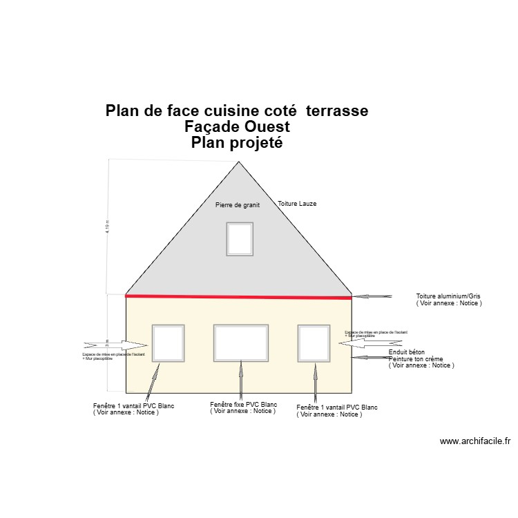 Plan projet&eacute; face ouest V2 2026. Plan de 0 pièce et 0 m2