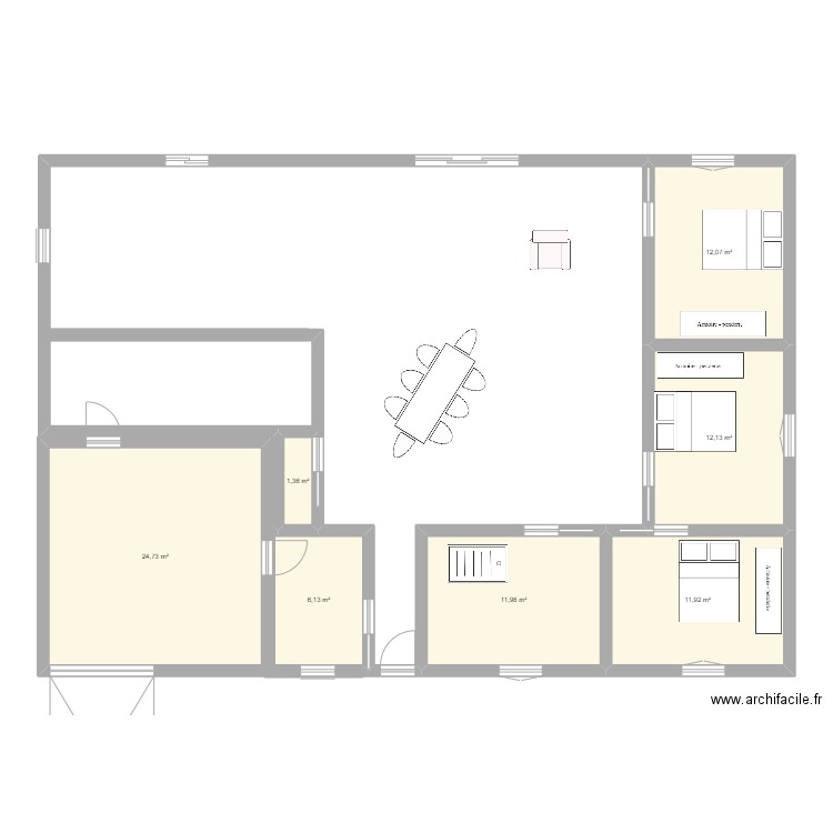 maison 1. Plan de 7 pièces et 80 m2