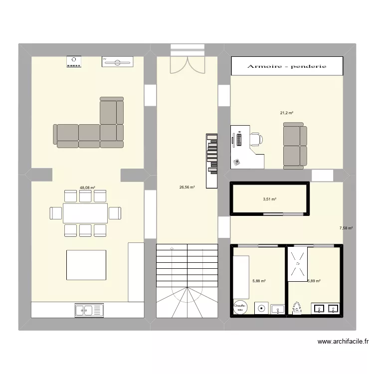 Plan RDC la cure aménagée. Plan de 7 et 137 m² Plan RDC la cure aménagée. Plan de 7 et 137 m²