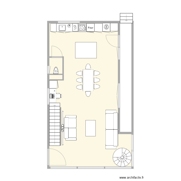 BOUCHER PHARE RDC. Plan de 4 pièces et 65 m2