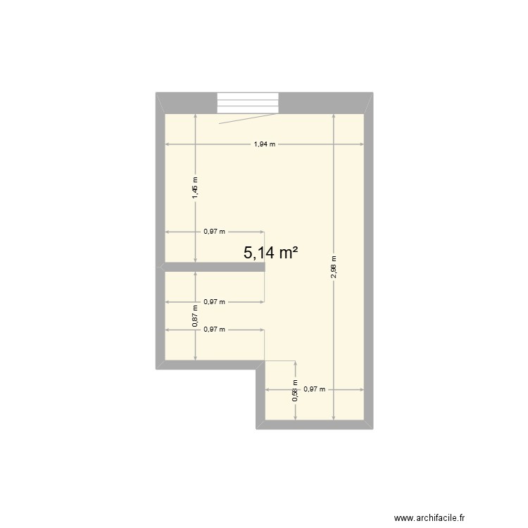 OUDOT. Plan de 1 pièce et 5 m2