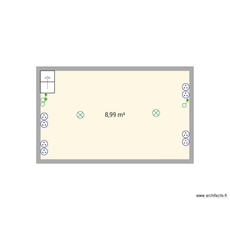 Grenier électricité. Plan de 1 pièce et 9 m2