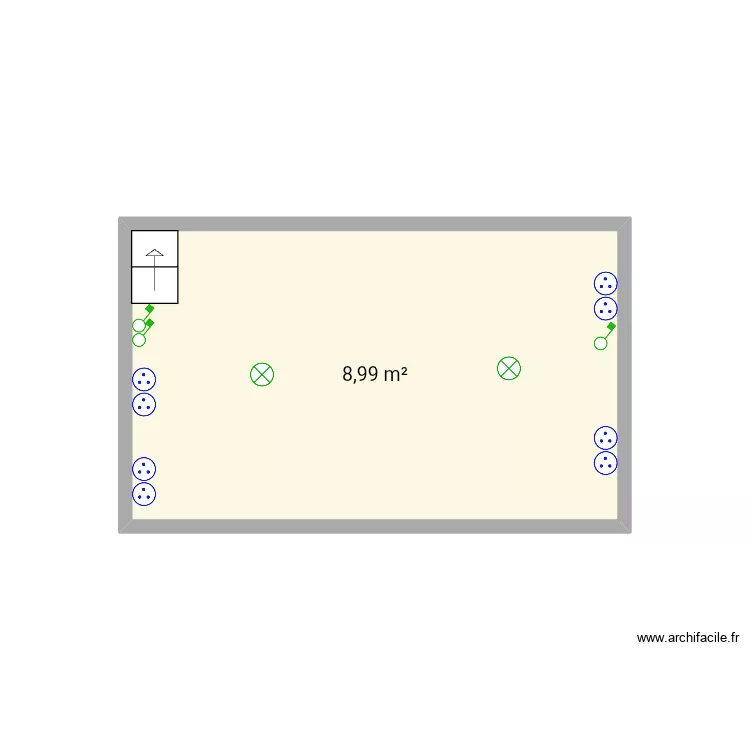 Grenier &eacute;lectricit&eacute;. Plan de 1 pièce et 9 m²