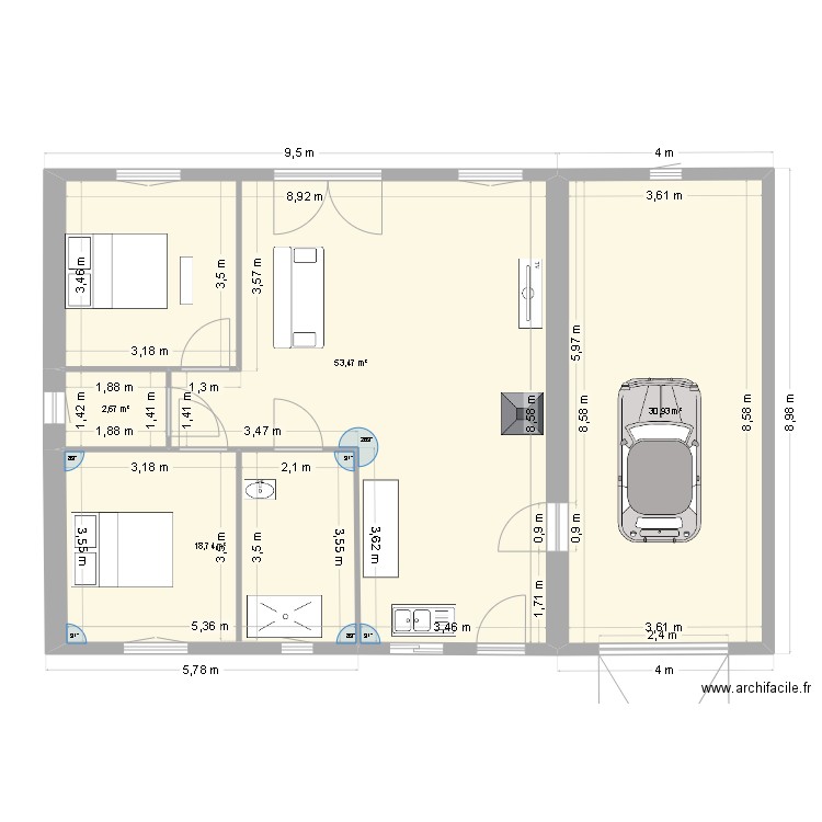 remy. Plan de 4 pièces et 106 m2