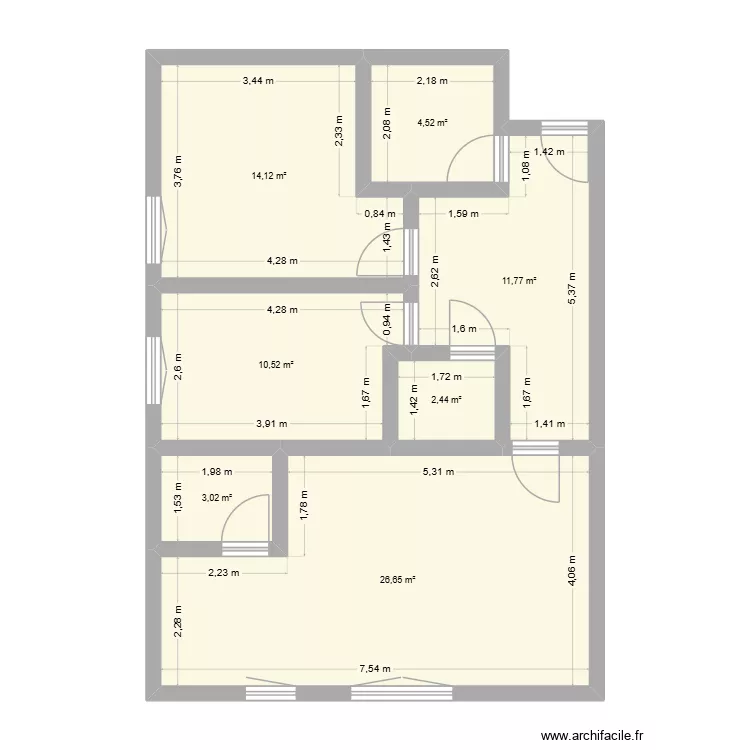 T3 Dominique Clos. Plan de 7 Pièces et 73 m² T3 Dominique Clos. Plan de 7 Pièces et 73 m²