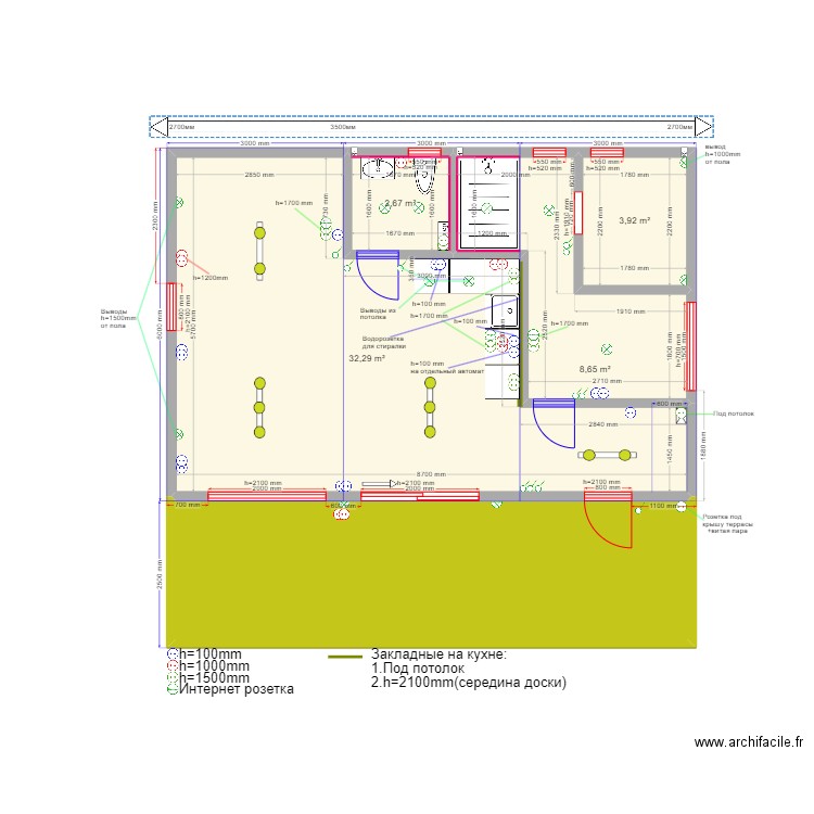 Баня 3 модуля Тверь Эл.. Plan de 5 pièces et 68 m2