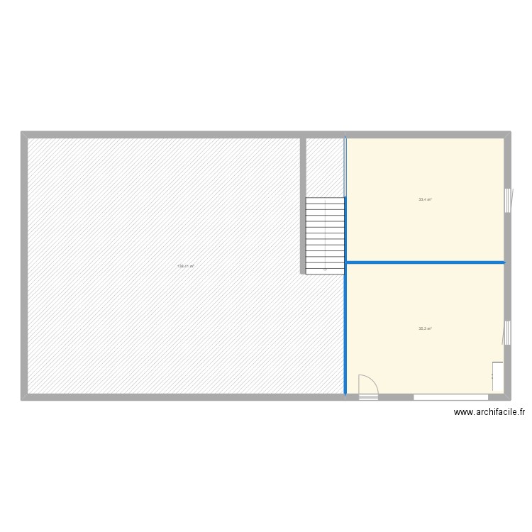 ETAGE BCS - RCL IMMO 1. Plan de 3 pièces et 207 m2