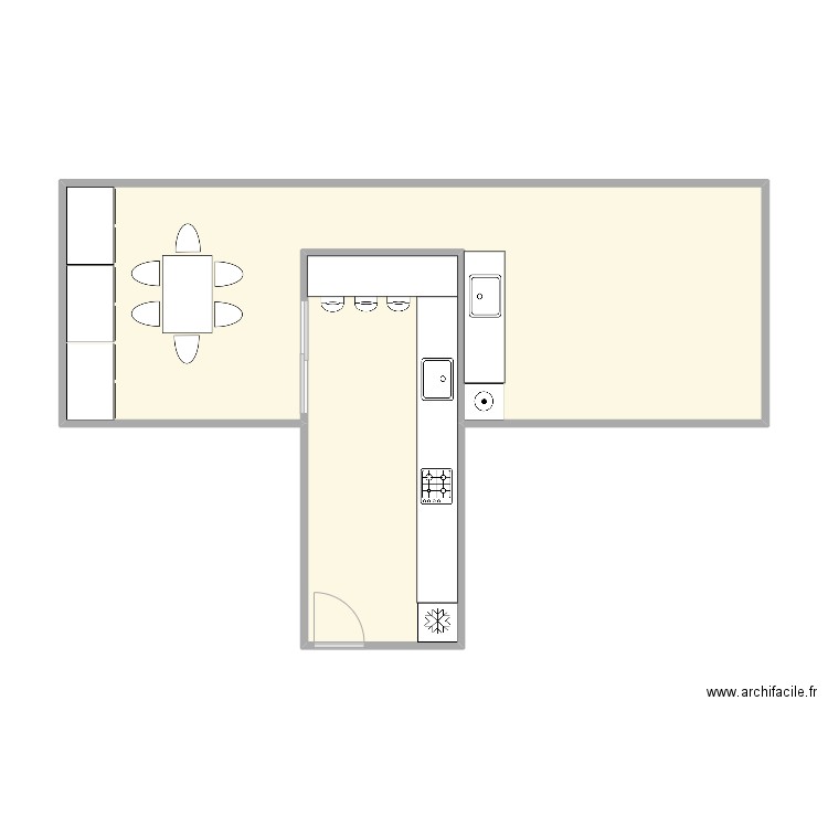 cuisine bernosi. Plan de 2 pièces et 49 m2