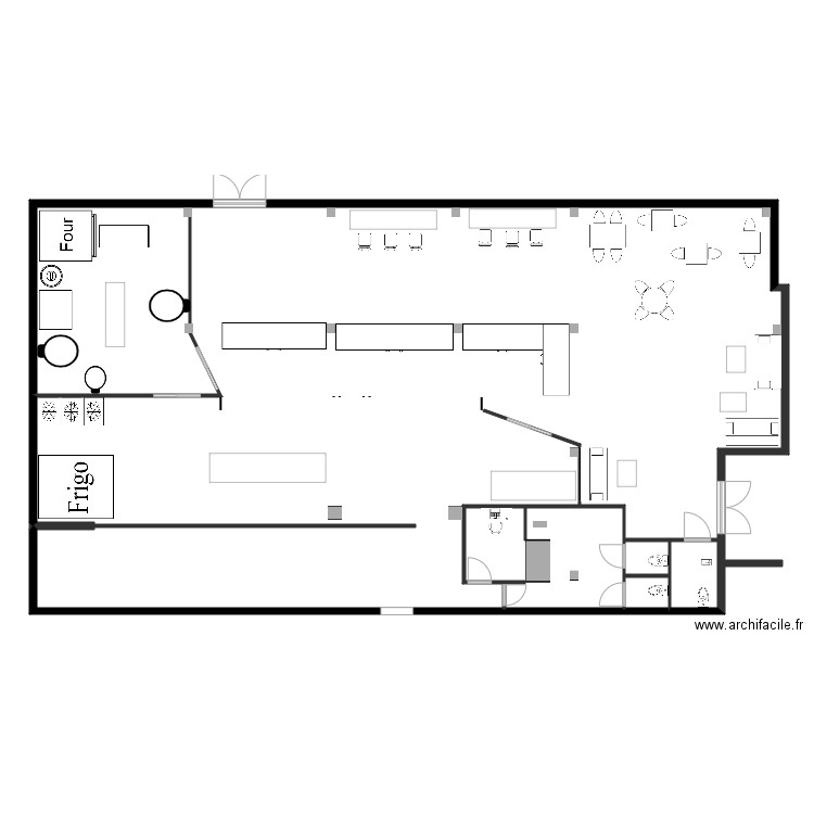 boulangerie.. Plan de 3 pièces et 336 m2