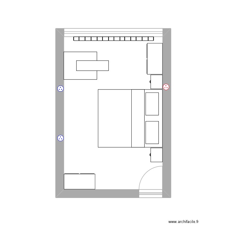 Chambre. Plan de 1 pièce et 14 m2