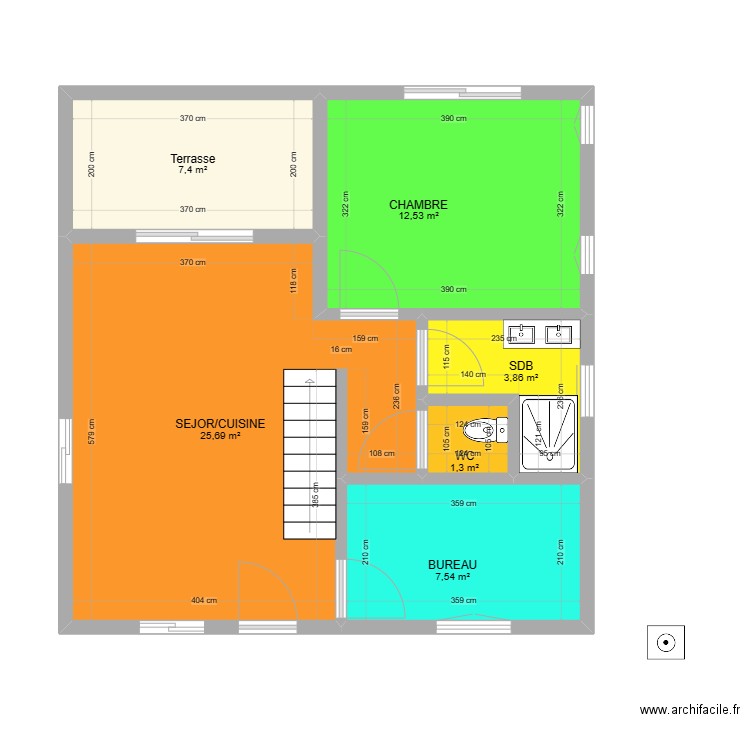 BRINDEU 17 BIS. Plan de 6 pièces et 58 m2