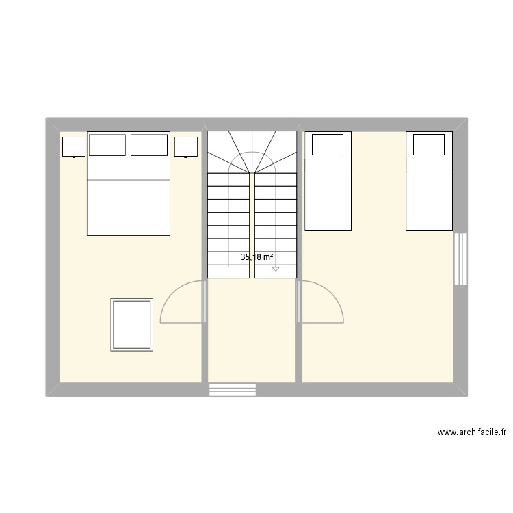 etage gite. Plan de 1 pièce et 35 m2