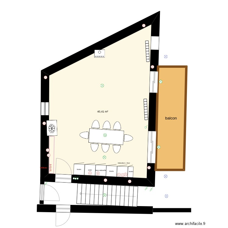 Gars - Extension. Plan de 2 pièces et 49 m2
