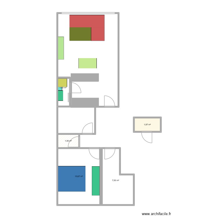 asdc. Plan de 5 pièces et 27 m2