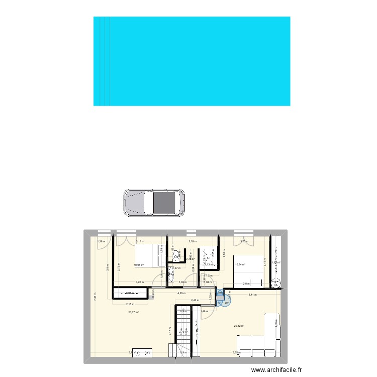 Maison. Plan de 7 pièces et 81 m2