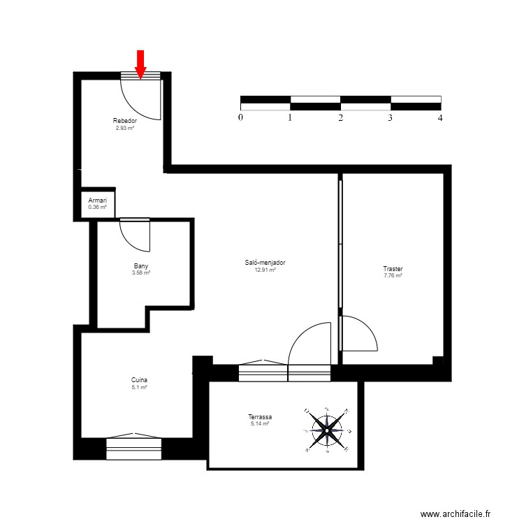 ED. RESIDÈNCIA INCLES, ESC. 3, BLOC O, PLANTA 2, PORTA 35. INCLES, CANILLO. Plan de 7 pièces et 38 m2